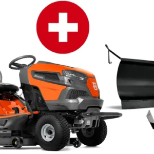 Husqvarna Rasentraktor TC 238TX Winterpaket mit Schneeschild, Gummileiste, Gewicht und Schneeketten – Modell 2023-Neu